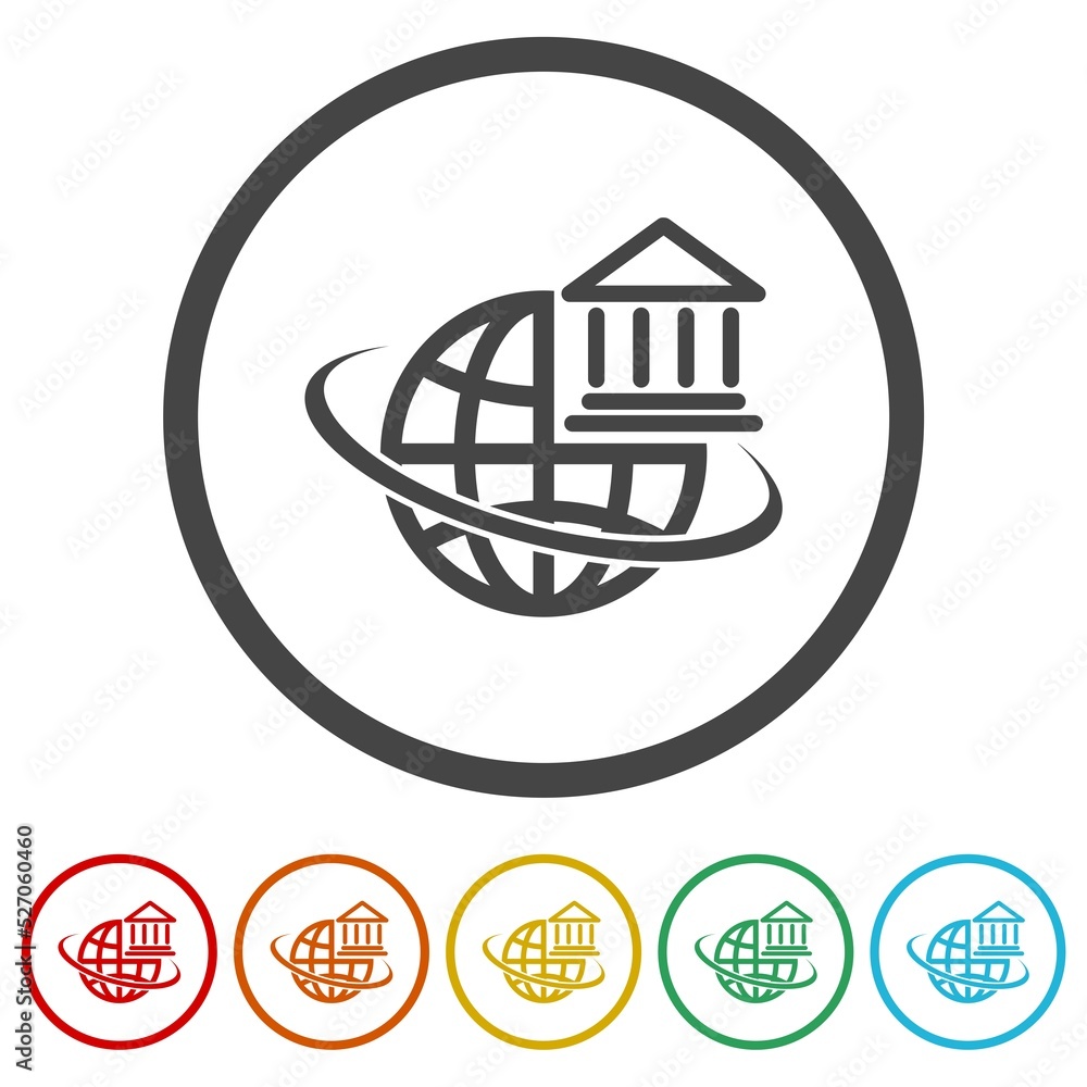 Poster world banking vector icon for web design isolated on white background. set icons in color circle but