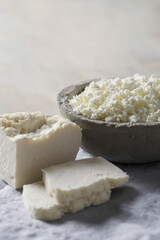 Sliced Feta cheese with herbs
