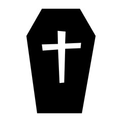 Black coffin with a cross