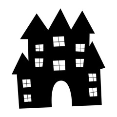 Black silhouette gothic castle halloween party