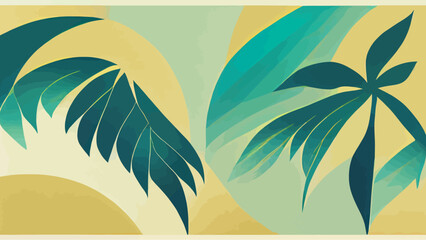 Fototapeta na wymiar tropical vintage botanical landscape palm tree banana