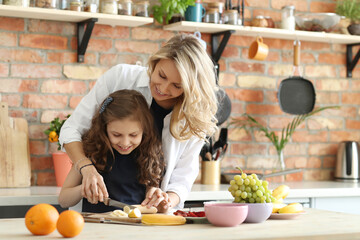 Mother and Daughter Enjoying Breakfast Together on a Sunny Morning