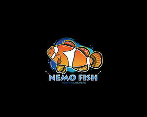 Nemo fish vector design logo