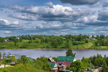 View of the banks of the Volga River in Tutayev, Russia