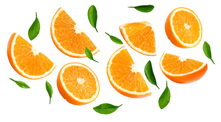 cut of orange isolated on white background. healthy food. clipping path