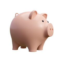 Fototapeta premium Side view cartoon style cute piggy bank with transparent background 3d render illustration