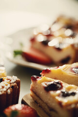 A few pieces of homemade hot tasty pie with berries 
