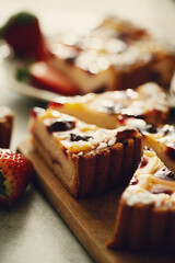 A few pieces of homemade hot tasty pie with berries 