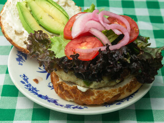 hamburger with salad