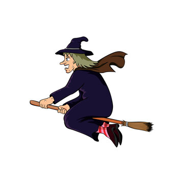 witch cartoon vector illustration. halloween sign and symbol.