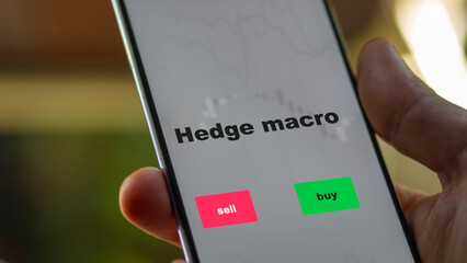 An investor's analyzing the stocks on screen. A phone shows the ETF's prices hedge macro
