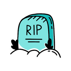Tombstone Illustration of doodle style vector design Isolated on white background
