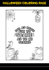 Halloween Quotes Coloring page. Halloween coloring page for kids.