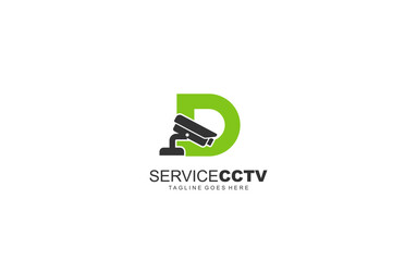 D logo cctv for identity. security template vector illustration for your brand.