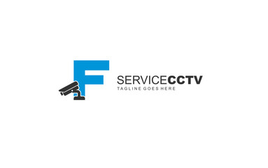 F logo cctv for identity. security template vector illustration for your brand.