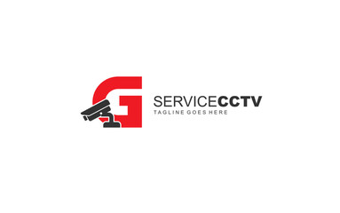 G logo cctv for identity. security template vector illustration for your brand.