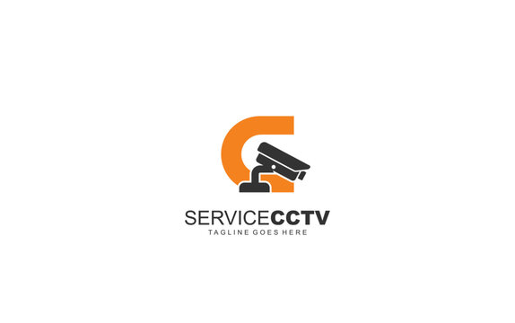 C logo cctv for identity. security template vector illustration for your brand.