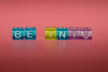 The word "be into" made up of cubes