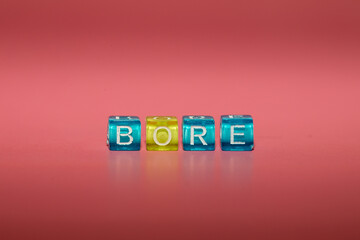 The word "bore" made up of cubes