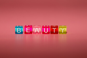 The word "beauty" made up of cubes