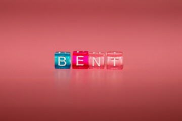 The word "bent" made up of cubes