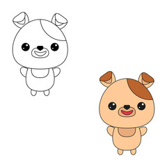 Cute dog toy.Contour drawing of a cartoon animal. Coloring book for kids