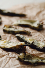 Delicious baked eggplant on parchment paper