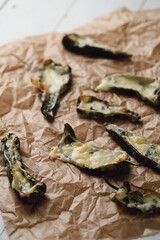 Delicious baked eggplant on parchment paper