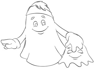 Ghost. Element for coloring page. Cartoon style.