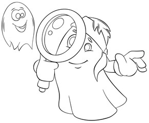 Ghost. Element for coloring page. Cartoon style.