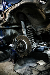 car service front suspension with brake disk system