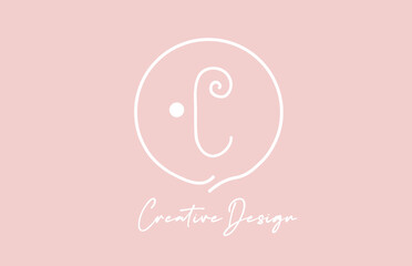 pink white C alphabet letter logo icon design with circle and vintage style. Creative template for company and business