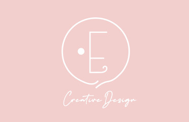 pink white E alphabet letter logo icon design with circle and vintage style. Creative template for company and business