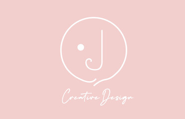 pink white J alphabet letter logo icon design with circle and vintage style. Creative template for company and business