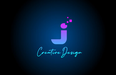 pink blue J alphabet letter logo icon design with dots. Creative template for company and business
