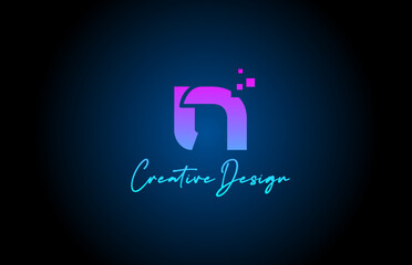 pink blue N alphabet letter logo icon design with dots. Creative template for company and business