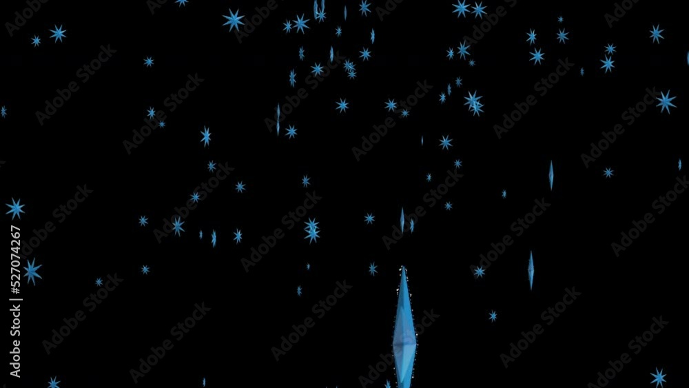 Poster abstract flight of a spaceship through a snowy stream. snowflakes close up. can be used to overlay y