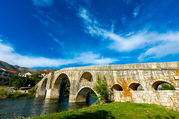 Fototapeta na wymiar Arslanagic Bridge on Trebisnjica River in Trebinje, Bosnia And Herzegovina