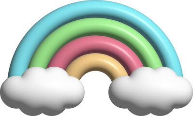 cute 3d colorful puffy rainbow with cloud decoration