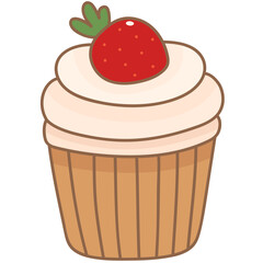 Strawberry Cupcake Element Illustration