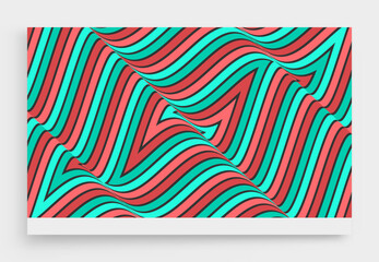 Cover design template. Optic art illustration. The geometric background by stripes. 3d vector pattern for brochure, annual report, magazine, poster, presentation, flyer or banner.