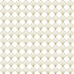 Seamless geometric pattern based on japanese style Kumiko.Gold lines.