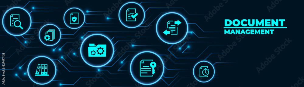 Wall mural document management vector illustration. blue concept with no people related to digital file storage