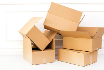 Image of cardboard open crumpled boxes. 