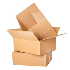 Image of cardboard open crumpled boxes on a white background