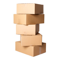 Close view of cardboard closed boxes on a white background