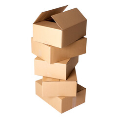 Close view of cardboard open boxes on a white background