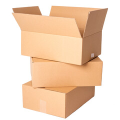 Image of three scotched cardboard boxes on a white background