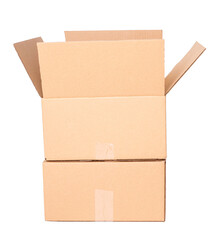 Image of two scotched cardboard boxes on a white background