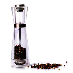 Red and black peppercorns, isolated on white background